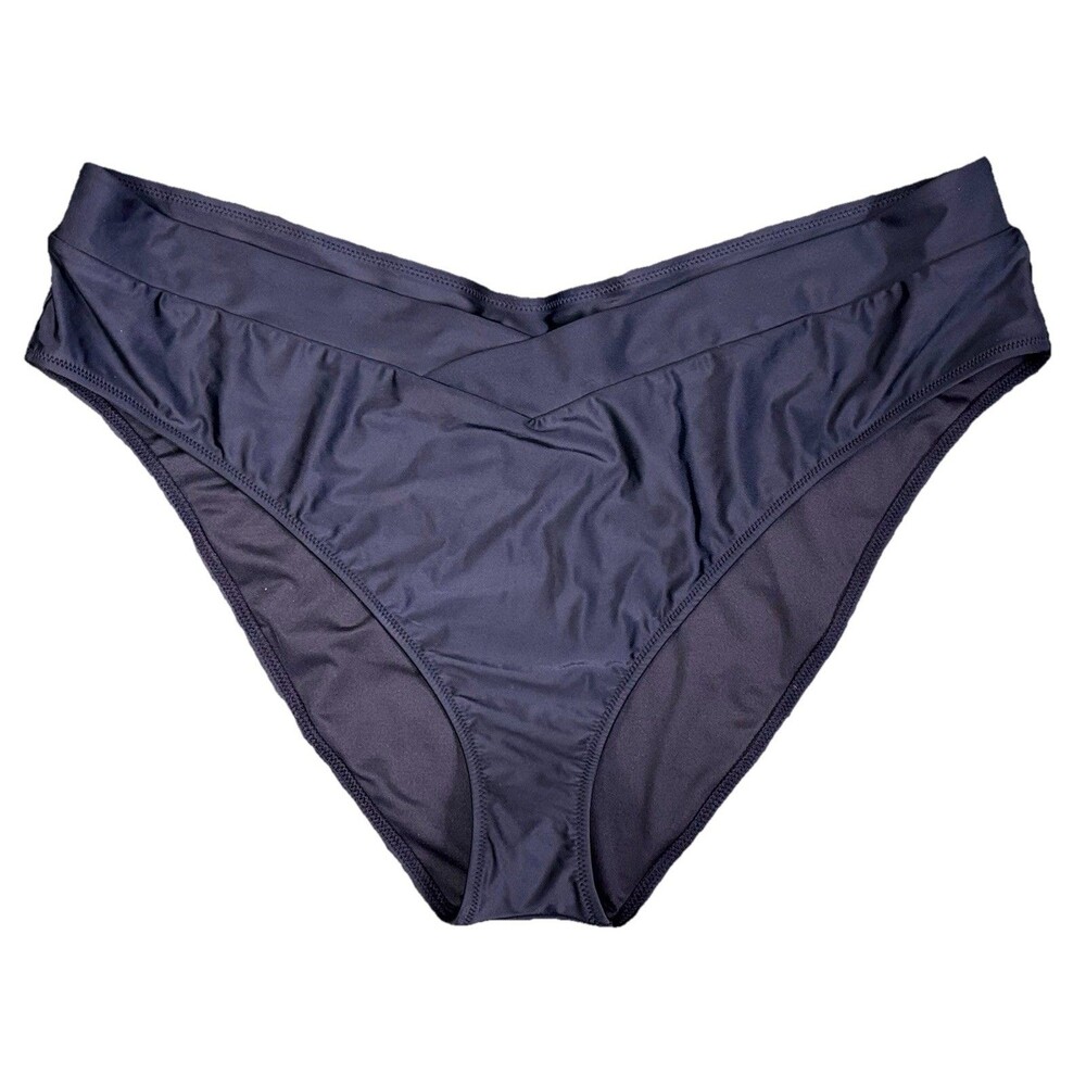 J Crew Cross Front Black Cheeky Bikini Bottom Womens Size 3X NWT